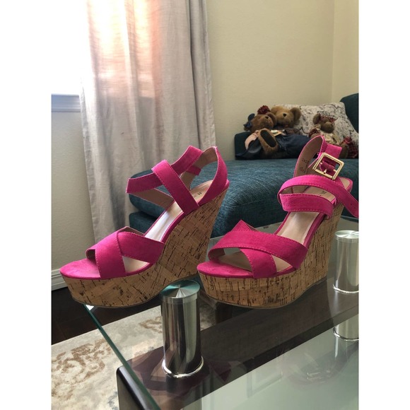 JustFab Open-Ted Wedges - Picture 2 of 8